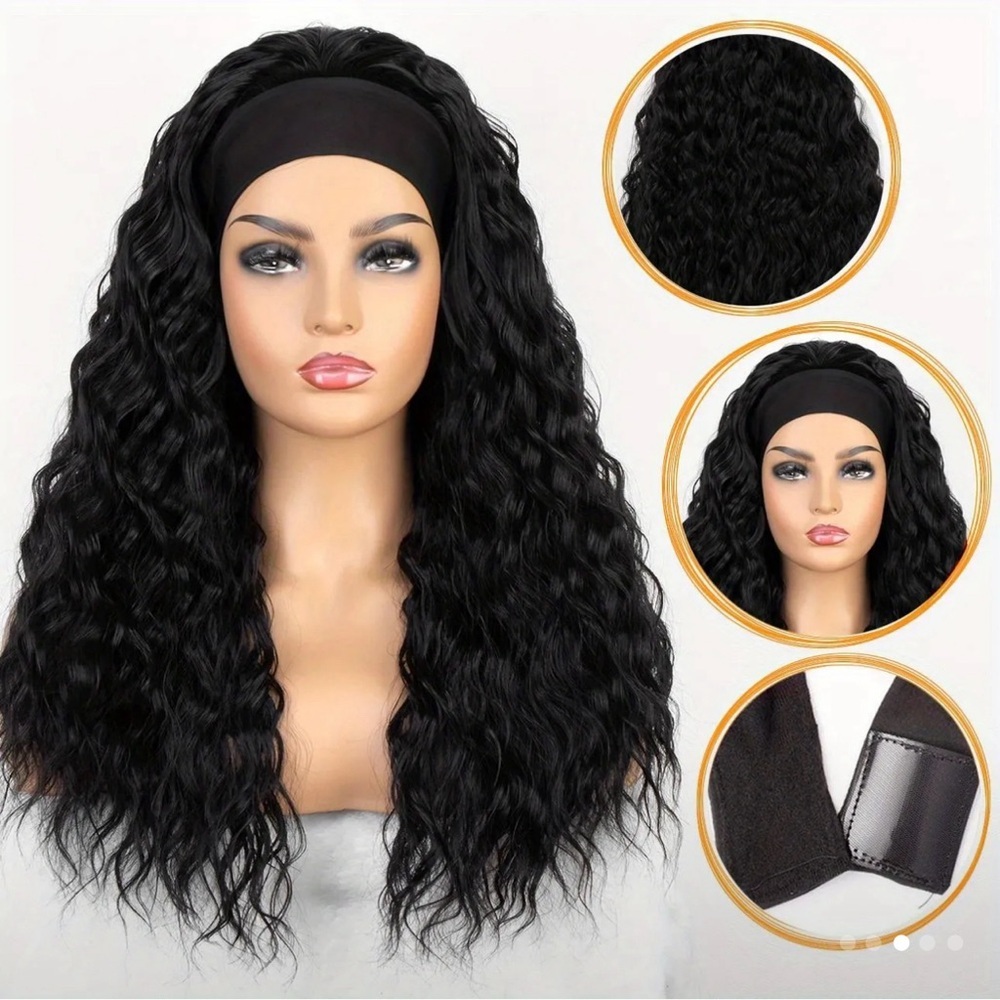 Water Wave Headband Wigs Long Synthetic Curly Wigs For Women - Picture 3 of 6